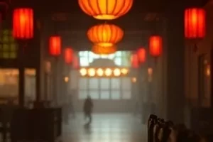 海边的纸鸢与少年背影，手绘动画风格