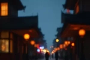 落雪的村庄与屋檐下的暖色窗光