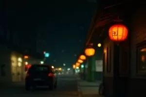 沿海公路上的旧车与远处雪山，日剧纪实风格画面